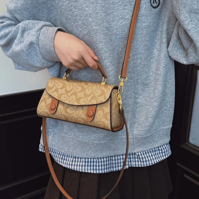 High-End Small Crossbody Handbag – Retro Boston Style Women’s Bag