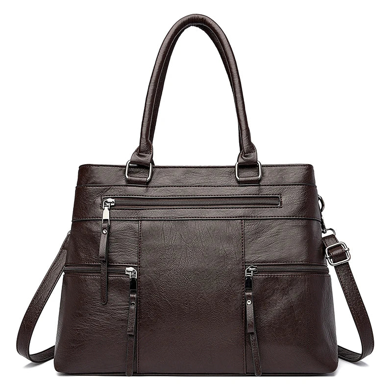 Vintage Zip Women’s Handbag with Detachable Shoulder Strap