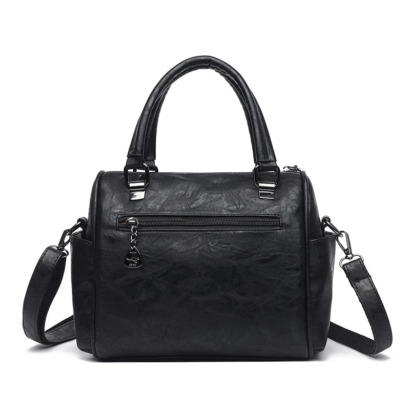 Soft Leather Tote Bag for Women – Large Capacity Retro Shoulder & Crossbody Handbag