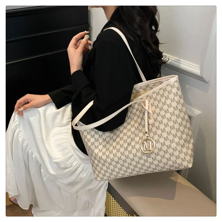 Printed PU Leather Tote Bag for Women – Large Capacity Commuter & College Handbag