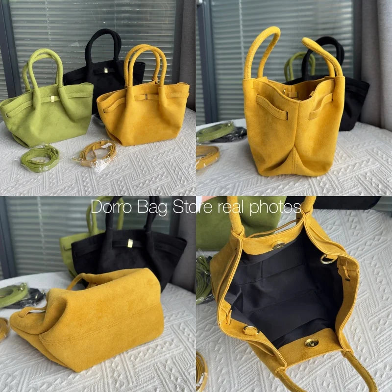 Matte Suede Leather Tote Bag for Women – Large Capacity Retro Shoulder & Crossbody Handbag