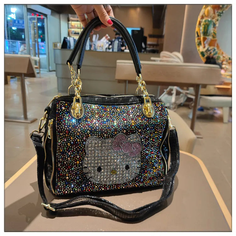 Crystal Diamond Cartoon-Style Handbag – Women’s Shoulder Bag (Large Capacity)