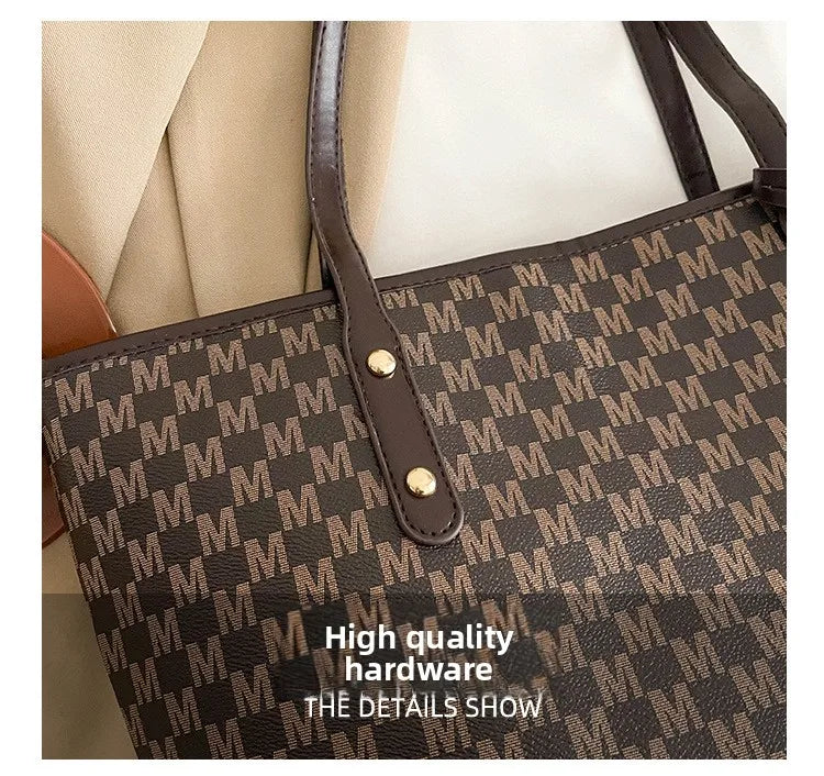 Printed PU Leather Tote Bag for Women – Large Capacity Commuter & College Handbag