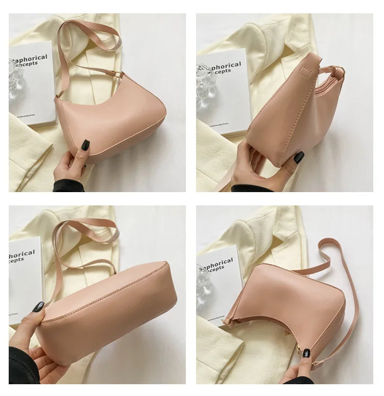 Trendy Solid-Color Small Shoulder Handbag – Minimalist Square Crossbody Bag