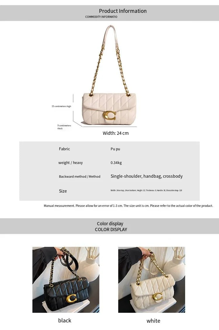 High-End Feminine Chain Crossbody Bag – Diamond Pattern Small Square Handbag