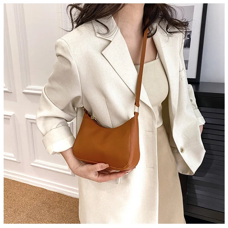Trendy Solid-Color Small Shoulder Handbag – Minimalist Square Crossbody Bag