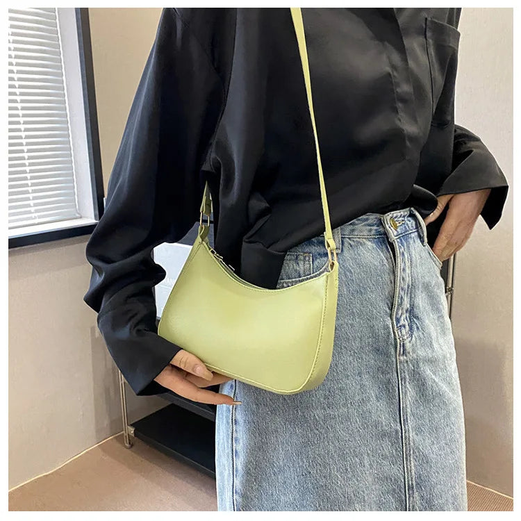 Trendy Solid-Color Small Shoulder Handbag – Minimalist Square Crossbody Bag