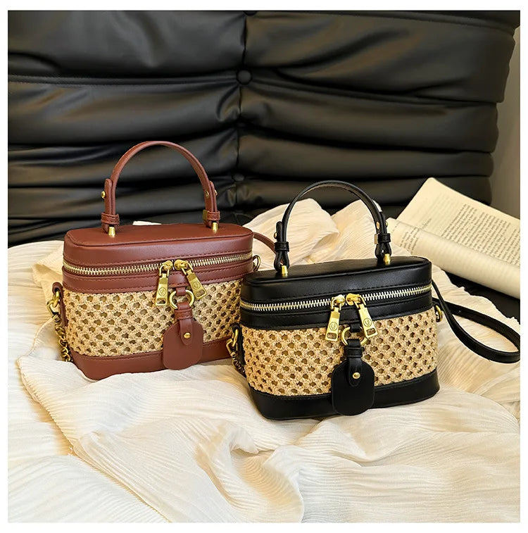 Woven Raffia Mini Handbag – Top Handle & Single-Shoulder Bag