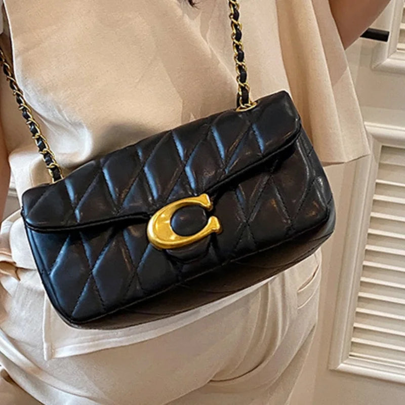 High-End Feminine Chain Crossbody Bag – Diamond Pattern Small Square Handbag