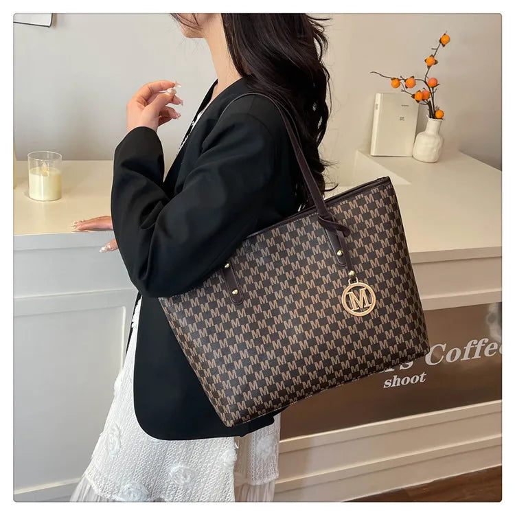 Printed PU Leather Tote Bag for Women – Large Capacity Commuter & College Handbag