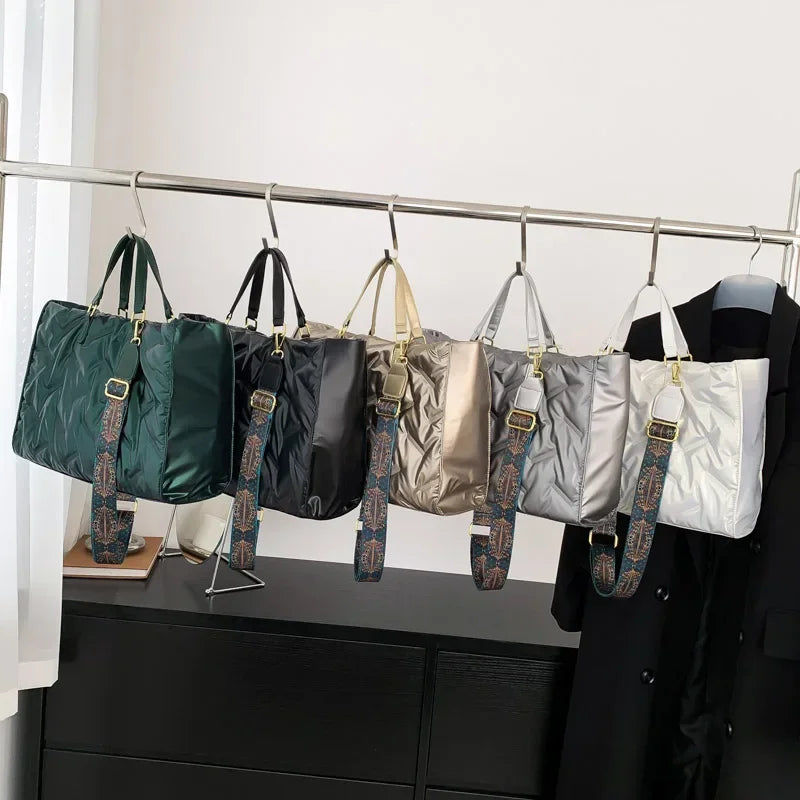 Padded Quilted Tote Bag for Women – Lightweight Nylon Large Capacity Shoulder & Crossbody Bag