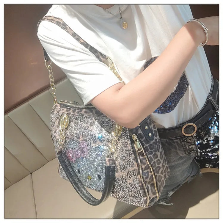 Crystal Diamond Cartoon-Style Handbag – Women’s Shoulder Bag (Large Capacity)