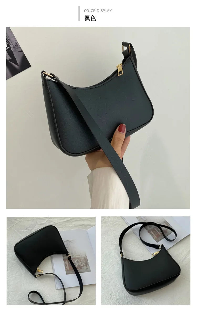Women’s Minimal Shoulder Bag – Retro PU Leather Everyday Handbag