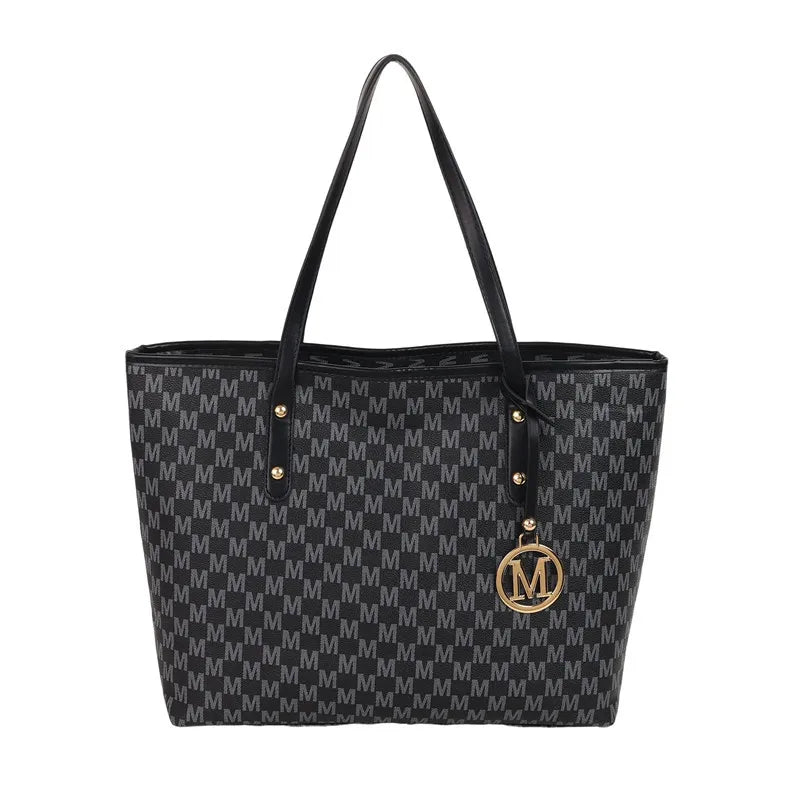 Printed PU Leather Tote Bag for Women – Large Capacity Commuter & College Handbag