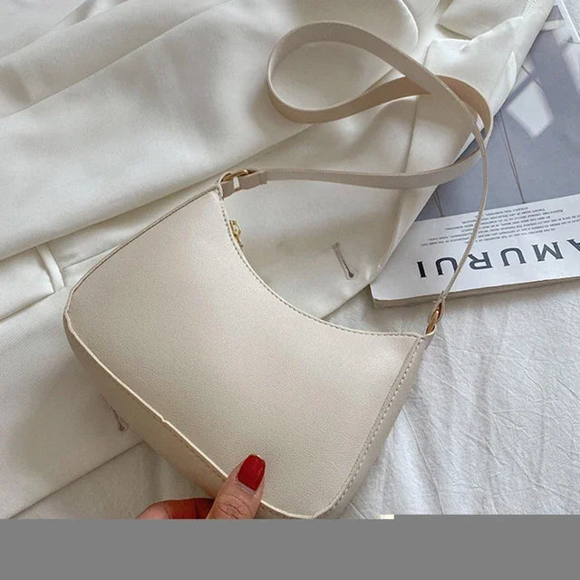 Women’s Minimal Shoulder Bag – Retro PU Leather Everyday Handbag