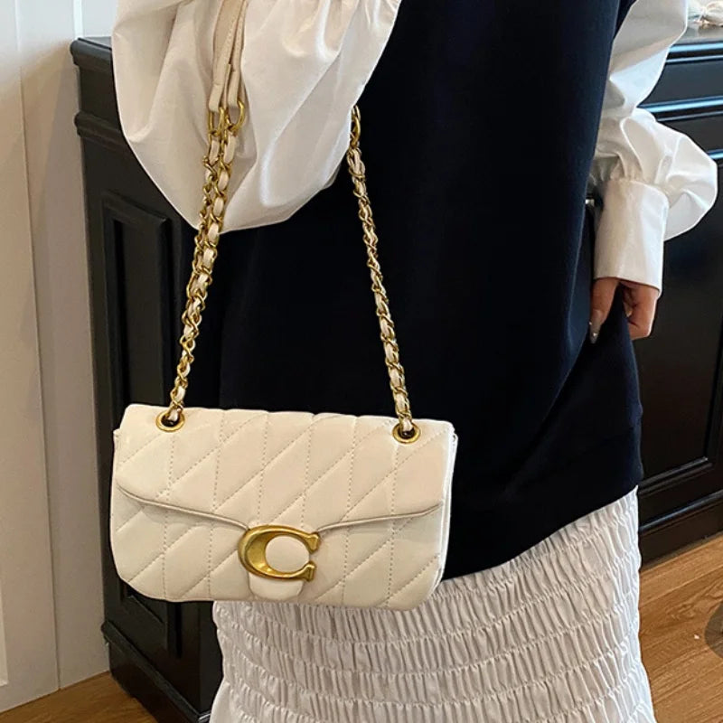High-End Feminine Chain Crossbody Bag – Diamond Pattern Small Square Handbag