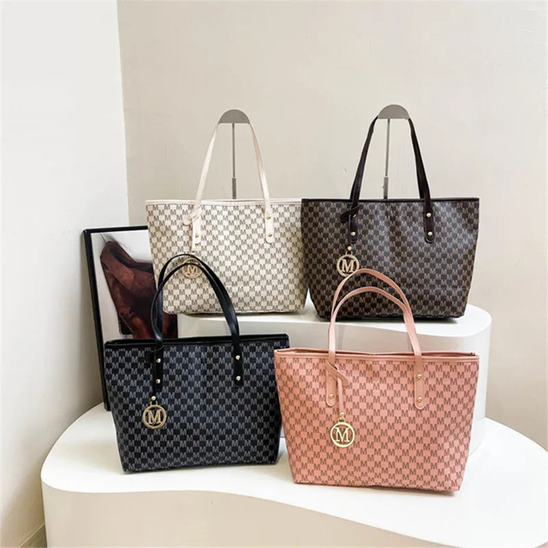 Printed PU Leather Tote Bag for Women – Large Capacity Commuter & College Handbag