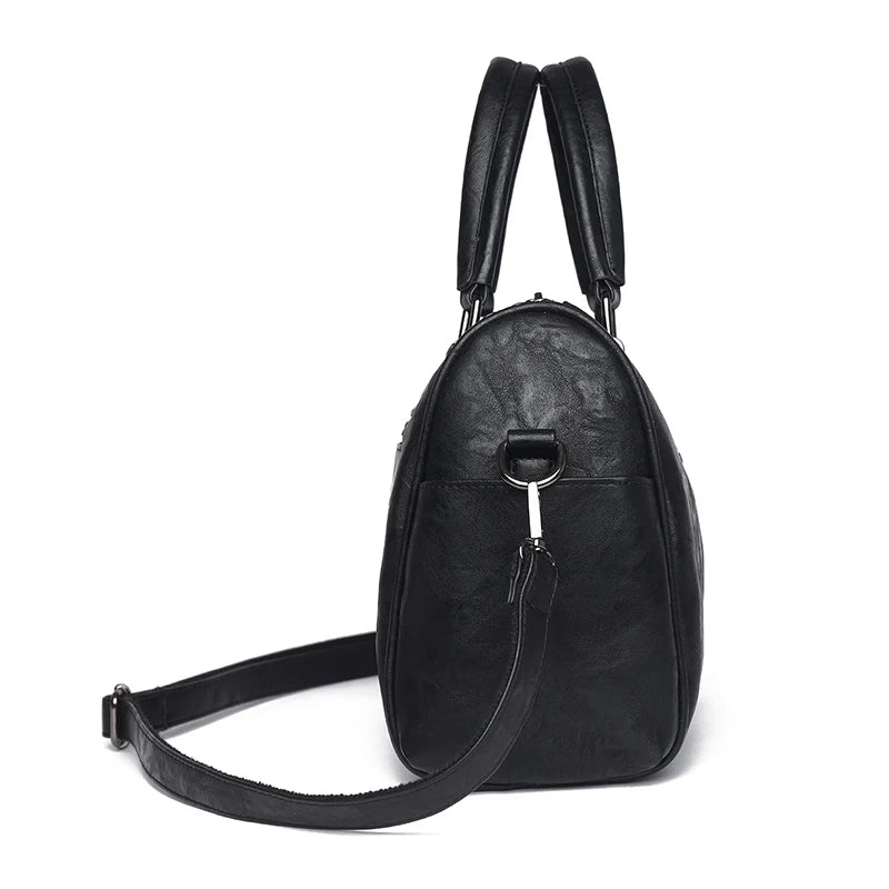 Soft Leather Tote Bag for Women – Large Capacity Retro Shoulder & Crossbody Handbag