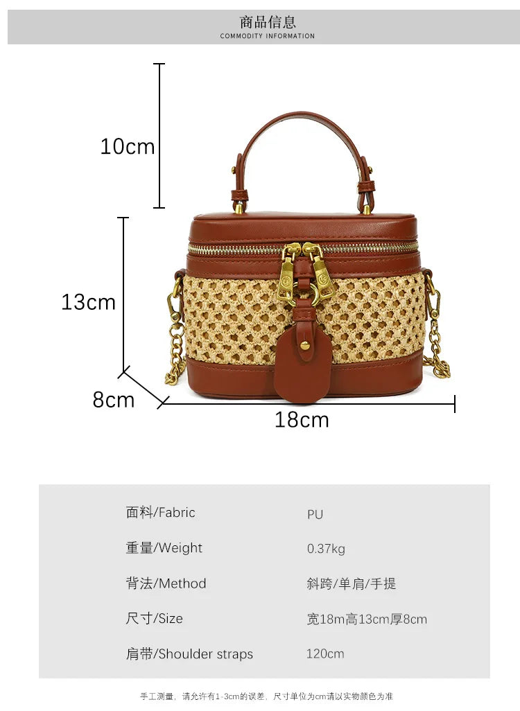 Woven Raffia Mini Handbag – Top Handle & Single-Shoulder Bag