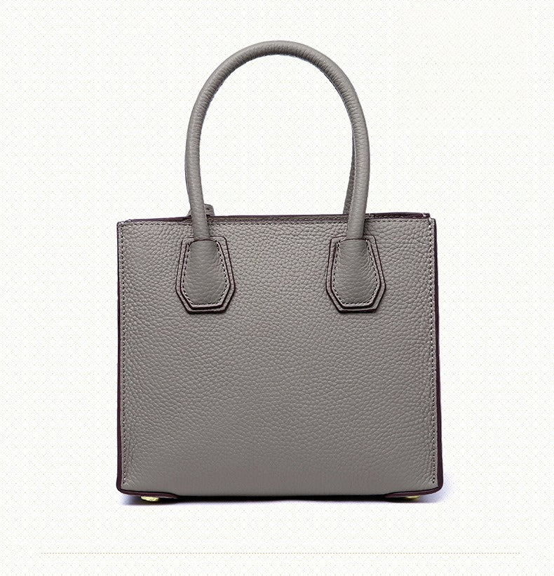 Genuine Leather Tote & Crossbody Handbag with Lock Closure
