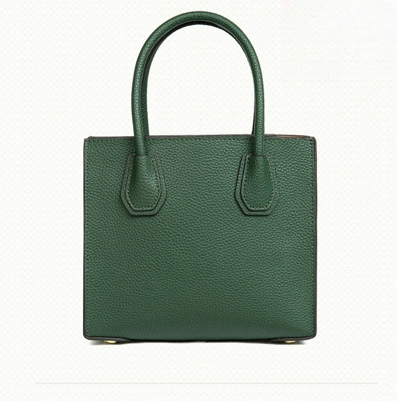 Genuine Leather Tote & Crossbody Handbag with Lock Closure