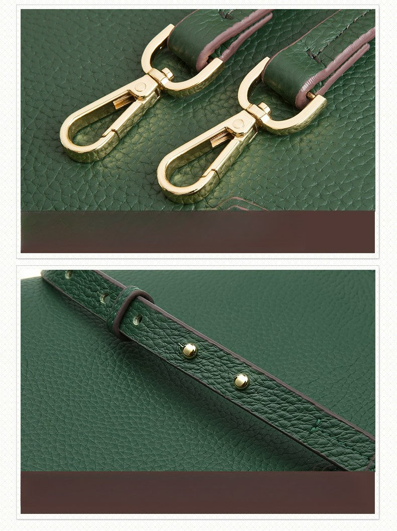 Genuine Leather Tote & Crossbody Handbag with Lock Closure