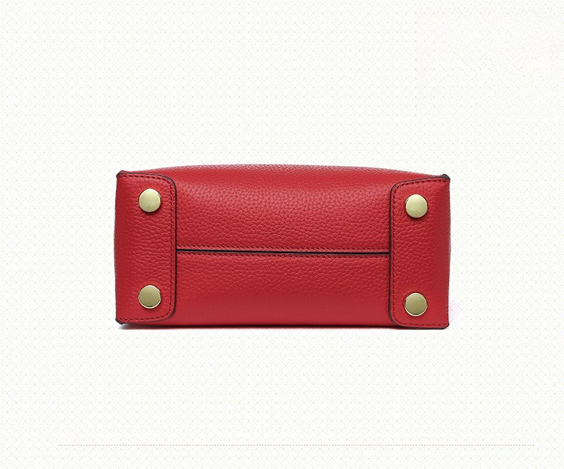 Genuine Leather Tote & Crossbody Handbag with Lock Closure