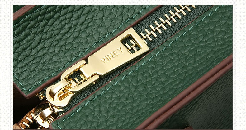 Genuine Leather Tote & Crossbody Handbag with Lock Closure